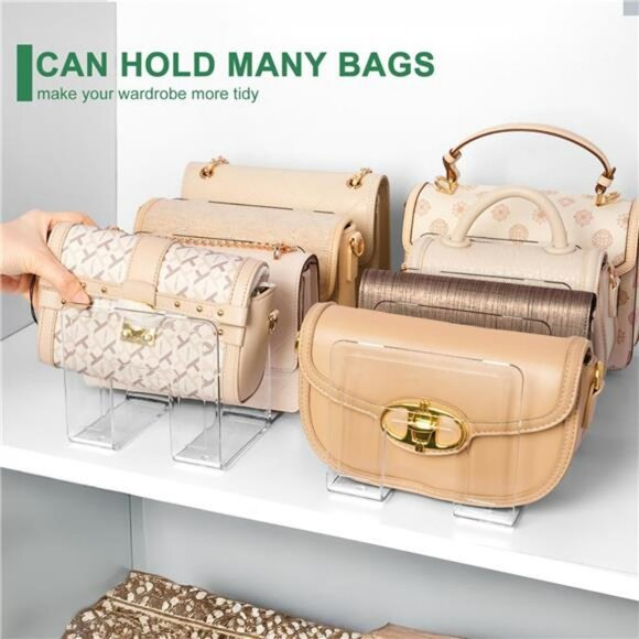 Acrylic Purse Organizer Closet 8 Slot Handbag Storage Clear Shelf Divider 2 Pack - Picture 5 of 7